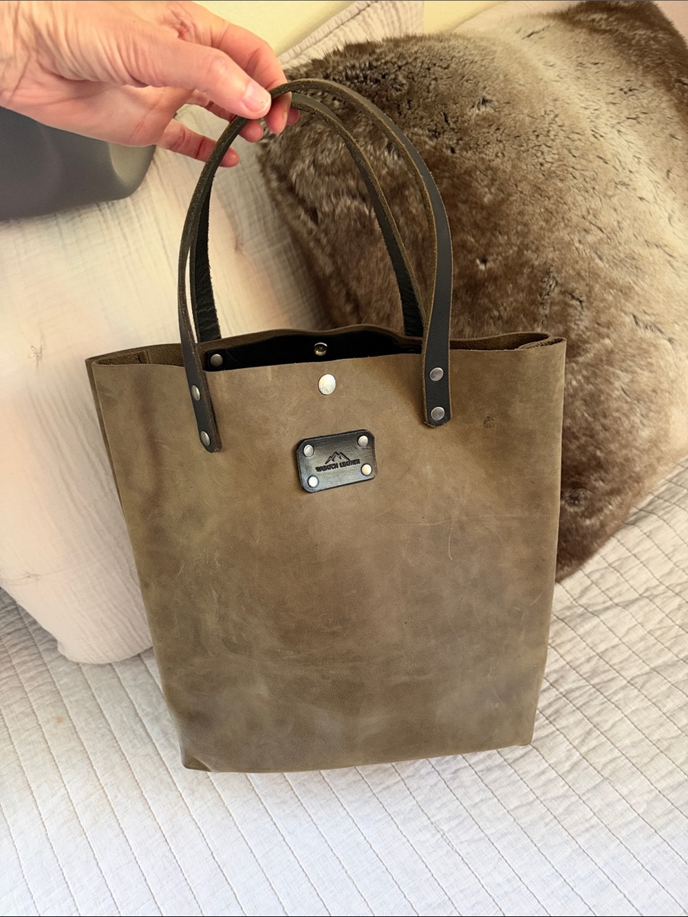 Wasatch leather brown boho western small med tote bag USA made